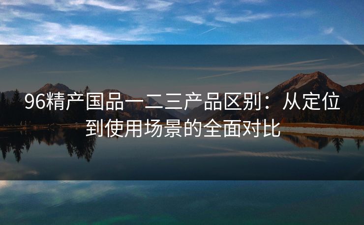 96精产国品一二三产品区别:从定位到使用场景的全面对比