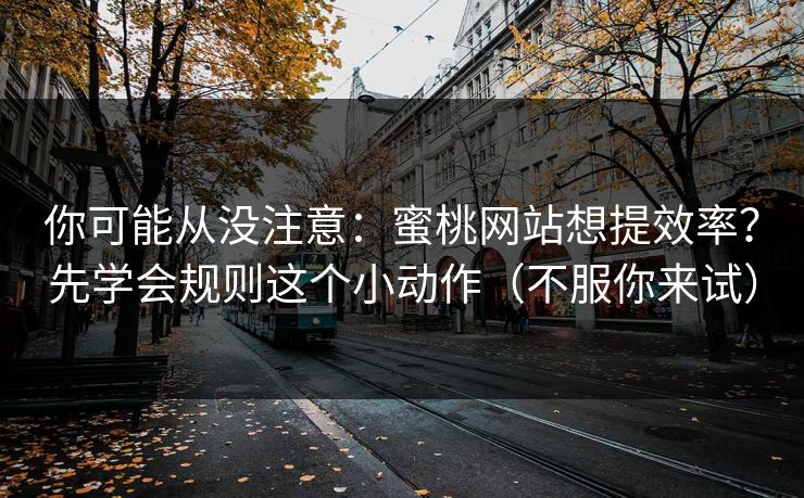 你可能从没注意：蜜桃网站想提效率？先学会规则这个小动作（不服你来试）