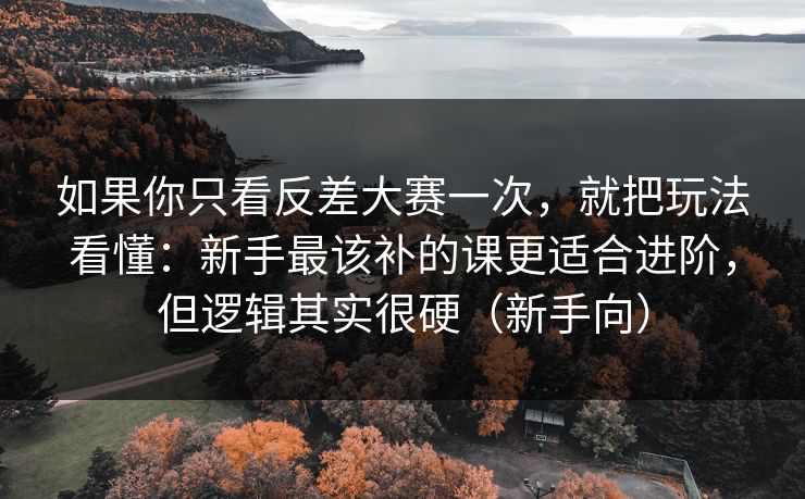 如果你只看反差大赛一次，就把玩法看懂：新手最该补的课更适合进阶，但逻辑其实很硬（新手向）